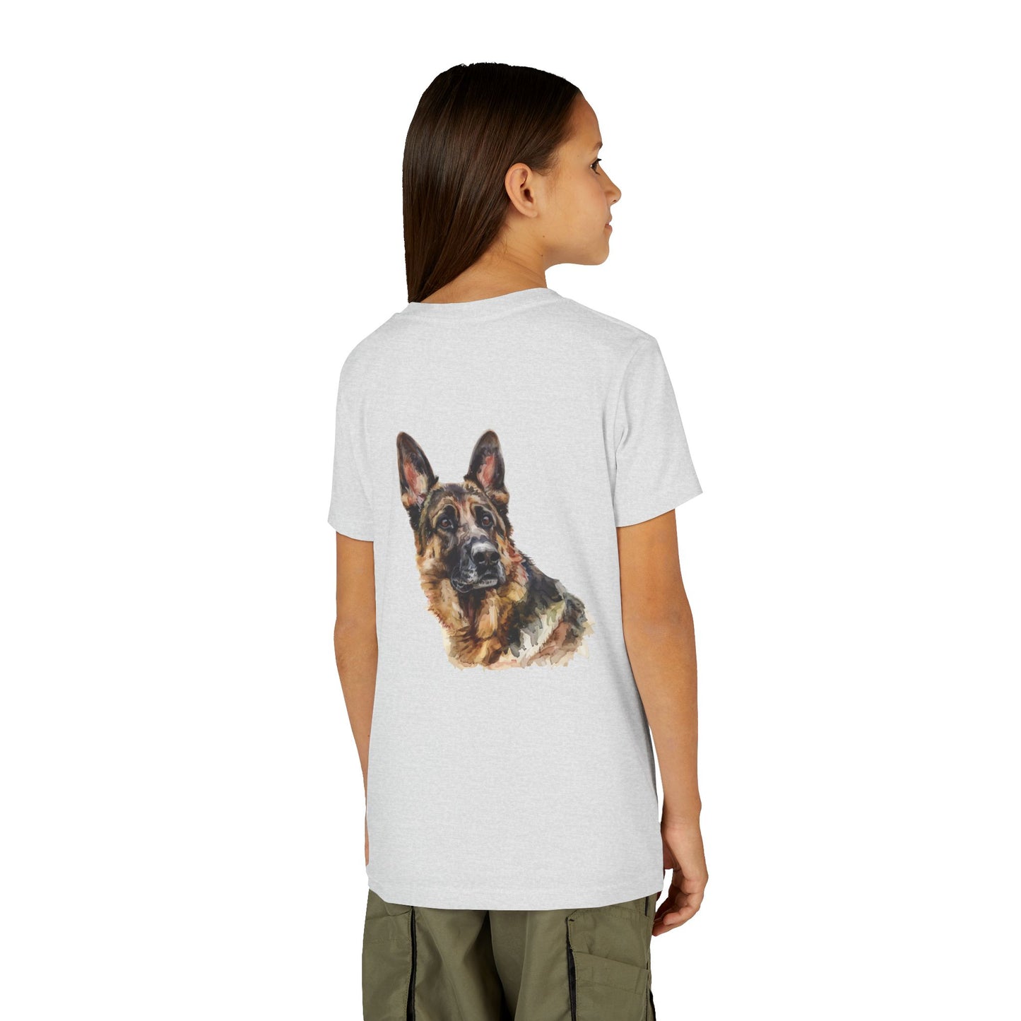 German Shepherd Head Youth Unisex Short Sleeve Crewneck Tee