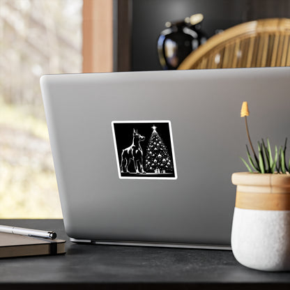 Doberman Christmas Tree Vinyl Decal