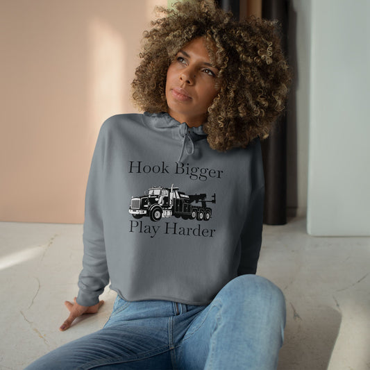 Hook Bigger Heavy Tow Truck Women's Crop Hoodie