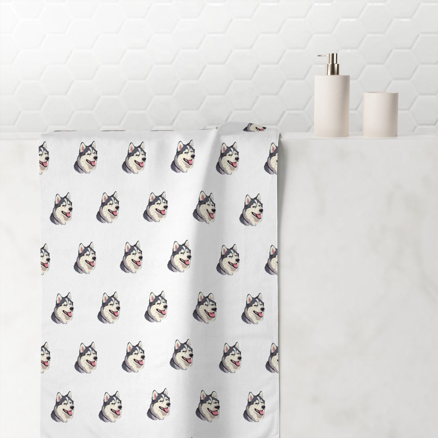 Malamute Head Mink-Cotton  Beach Towel