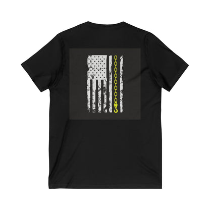 Thin Yellow Line Unisex Short Sleeve V-Neck Tee