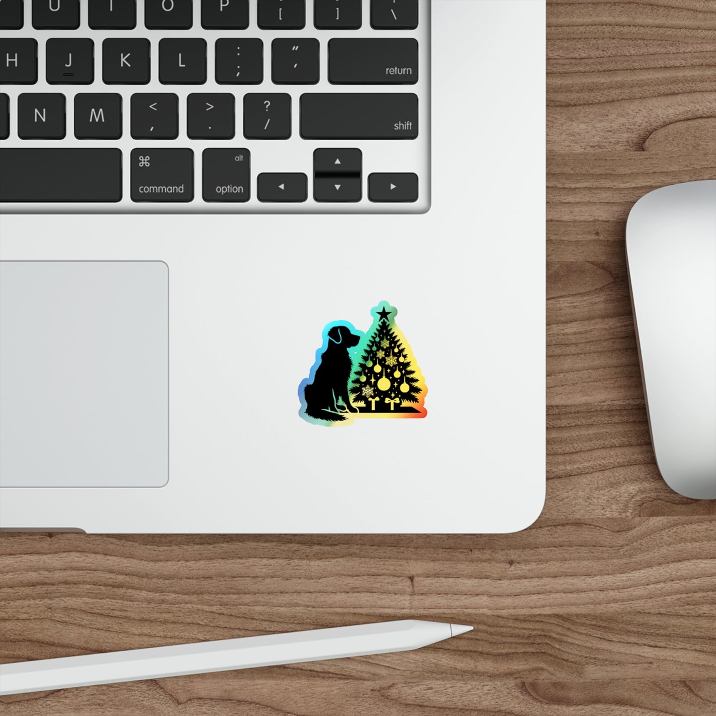 Golden Christmas Tree Holographic Sticker