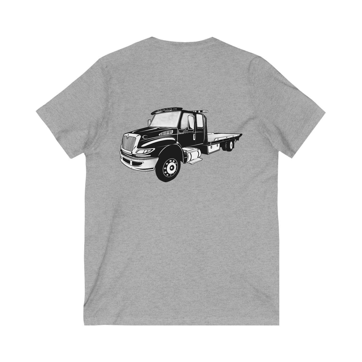 Flatbed Tow Truck Unisex Short Sleeve V-Neck Tee