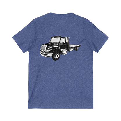 Flatbed Tow Truck Unisex Short Sleeve V-Neck Tee