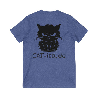 CAT-ittude Unisex Short Sleeve V-Neck Tee