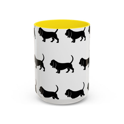Basset Hound Silhouette 2-Tone Coffee Mug