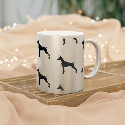 Doberman Silhouette Metallic Coffee Mug