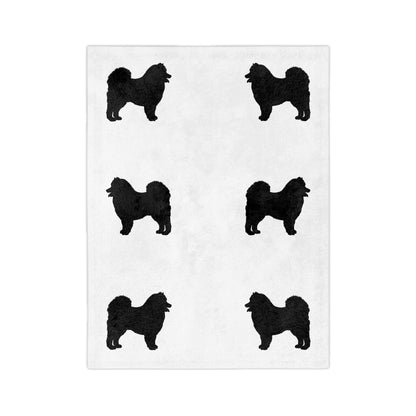 Samoyed Silhouette Velveteen Microfiber Blanket