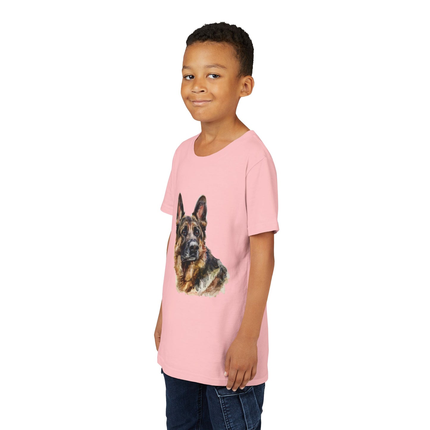 German Shepherd Head Youth Unisex Short Sleeve Crewneck Tee