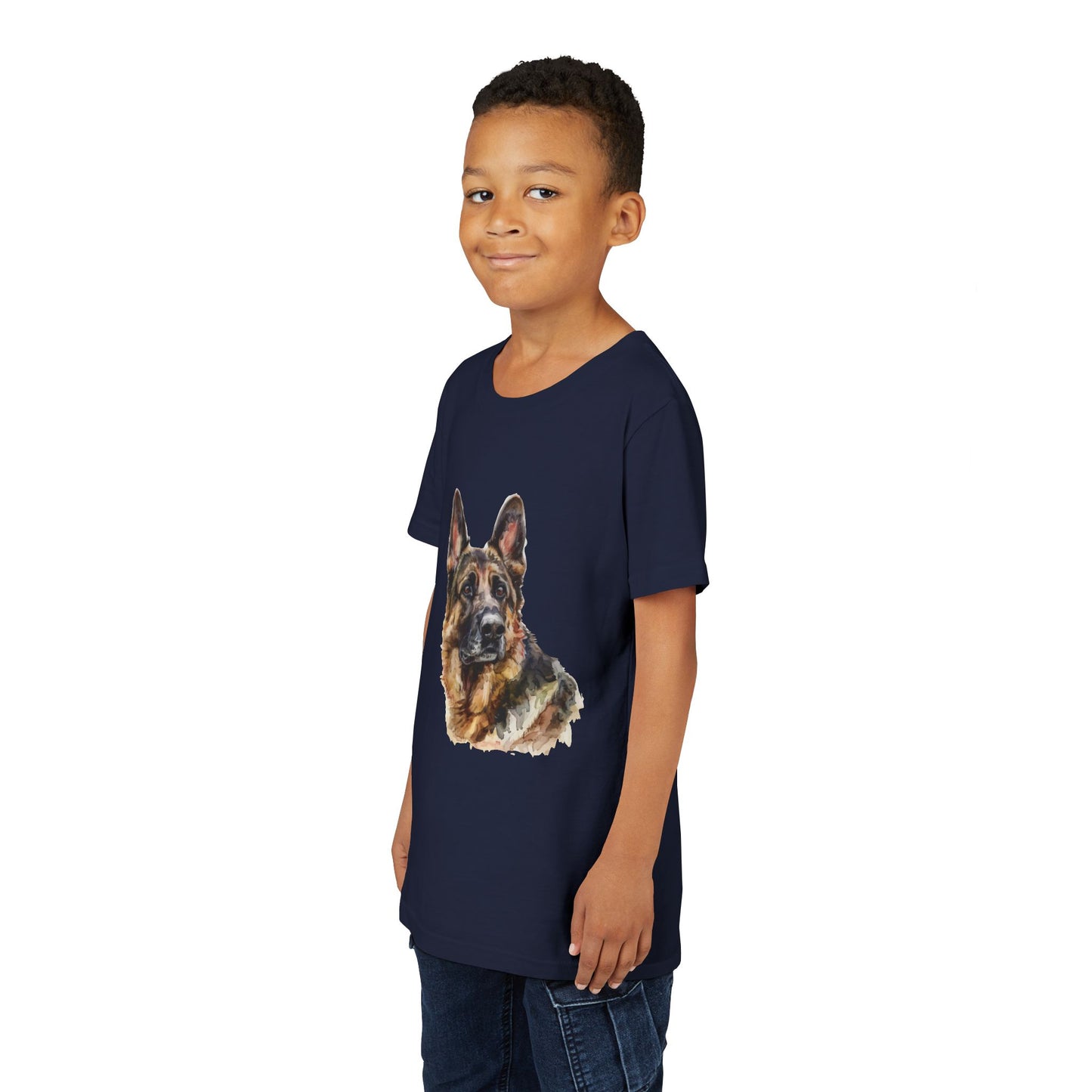 German Shepherd Head Youth Unisex Short Sleeve Crewneck Tee