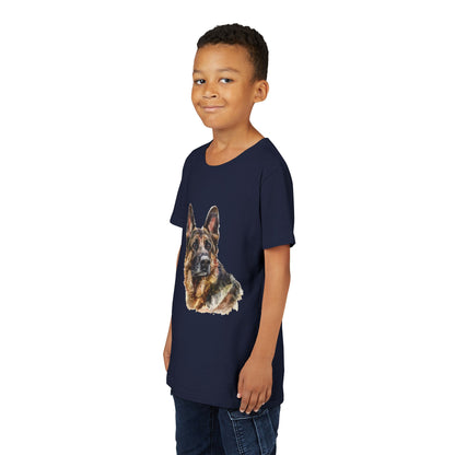 German Shepherd Head Youth Unisex Short Sleeve Crewneck Tee