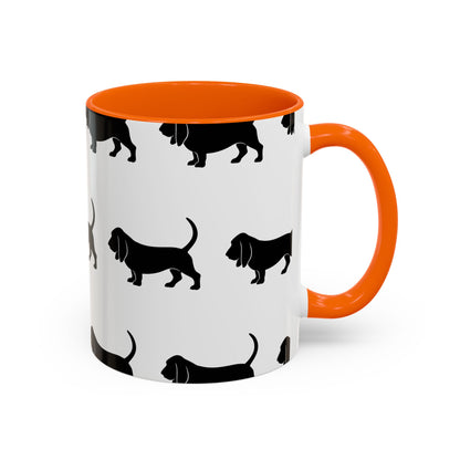 Basset Hound Silhouette 2-Tone Coffee Mug