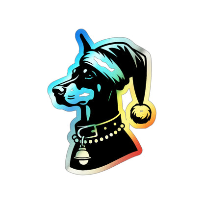 Santa Paws Doberman Holographic Sticker