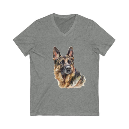 German Shepherd Head Unisex Short Sleeve V-Neck Tee