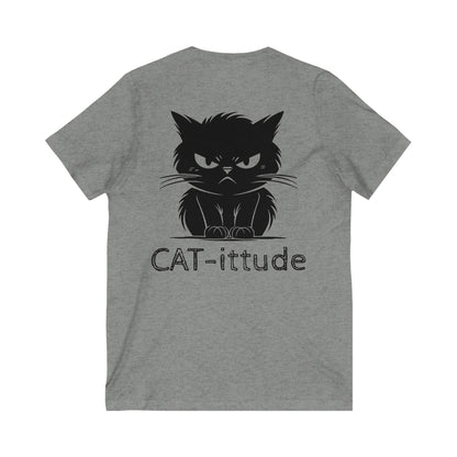 CAT-ittude Unisex Short Sleeve V-Neck Tee