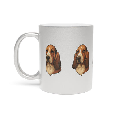 Basset Hound Head Metallic Coffee Mug