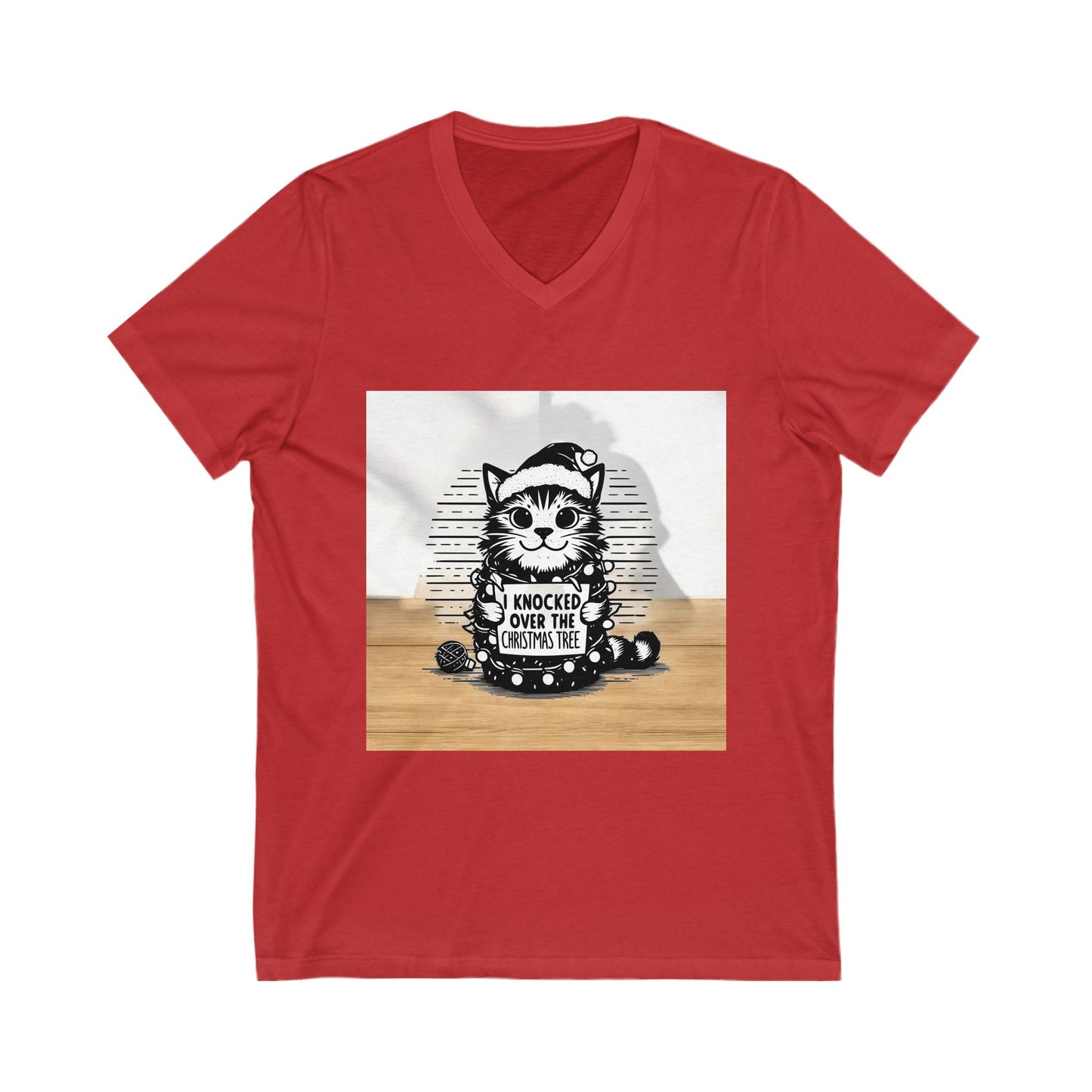 Naughty Cat Unisex Short Sleeve V-Neck Tee