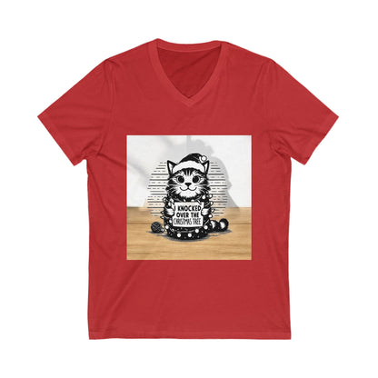 Naughty Cat Unisex Short Sleeve V-Neck Tee