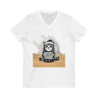 Naughty Cat Unisex Short Sleeve V-Neck Tee
