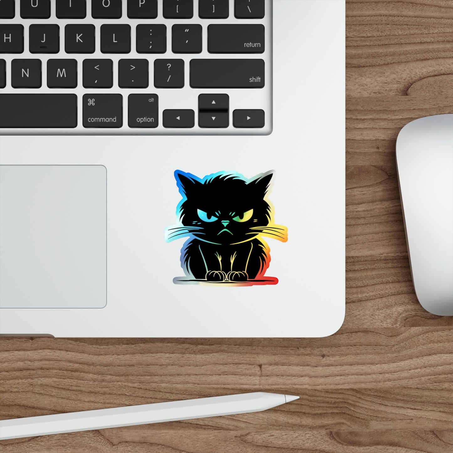Angry Cat Holographic Sticker