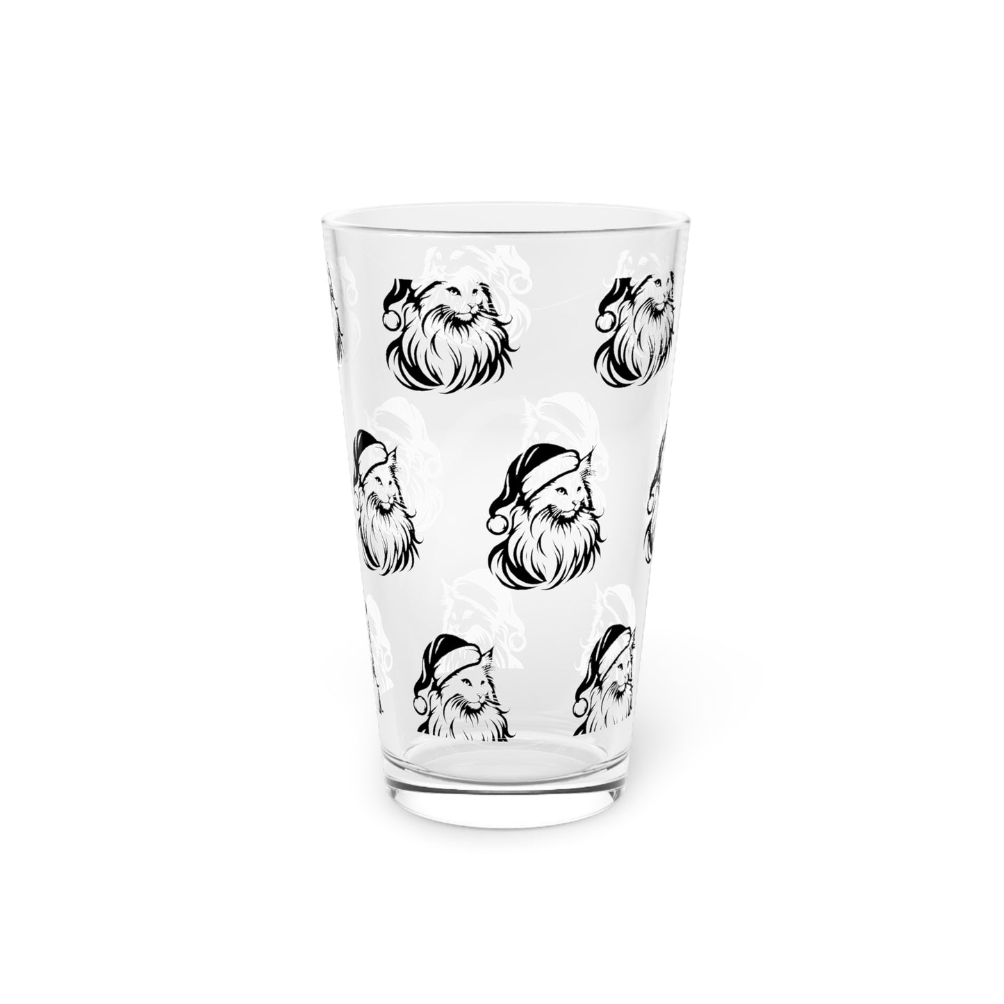 Santa Paws Cat Drinking Glass