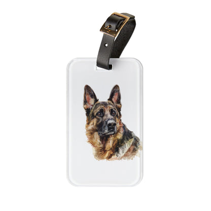 German Shepherd Head Leather Strap Luggage Tag