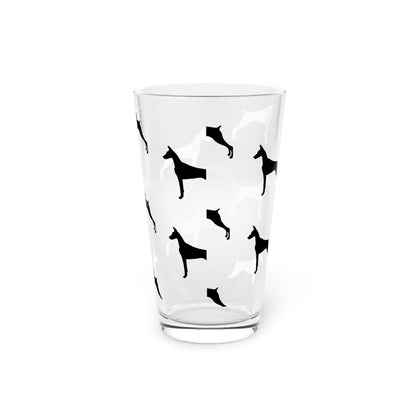 Doberman Silhouette Drinking Glass