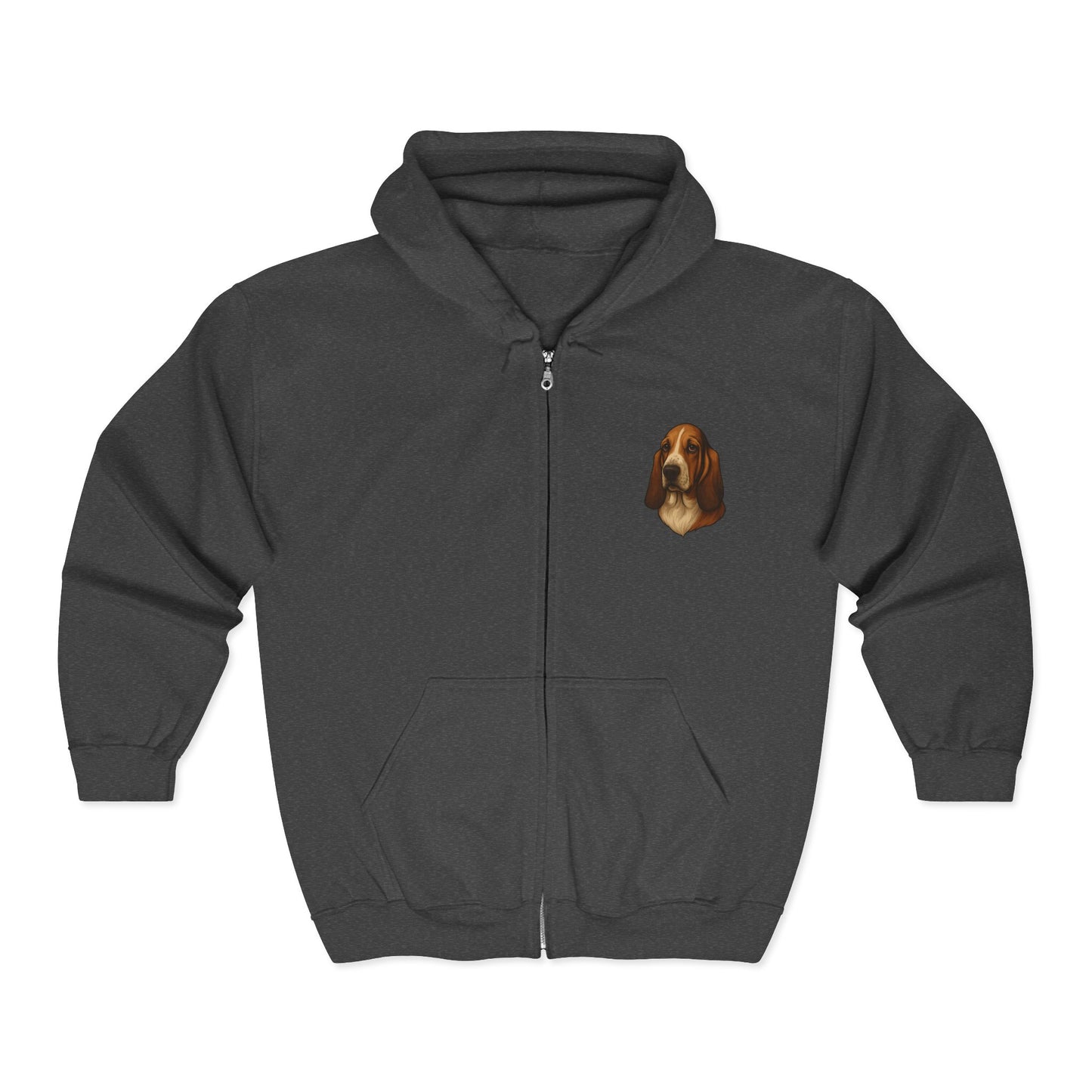 Basset Hound Head Unisex Full Zip Hoodie