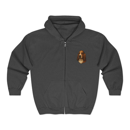 Basset Hound Head Unisex Full Zip Hoodie