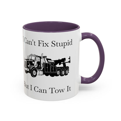 I Can't Fix Stupid Heavy Tow Truck 2-Tone Coffee Mug