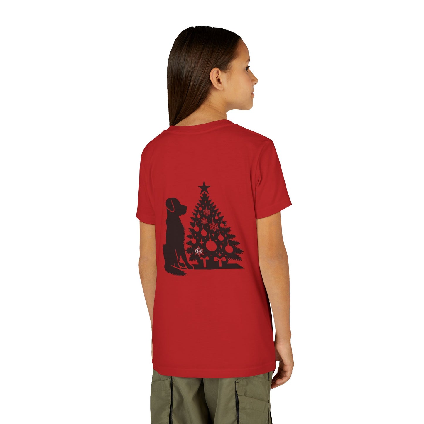 Golden Christmas Tree Youth Unisex Short Sleeve Crewneck Tee