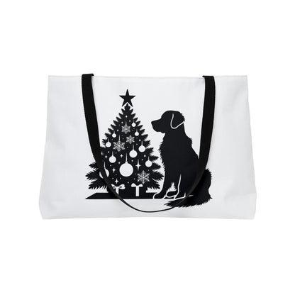 Golden Christmas Tree Weekender Tote Bag