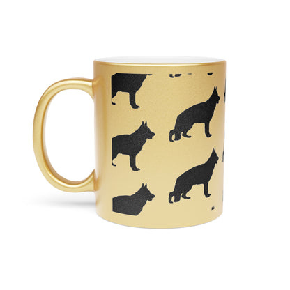 German Shepherd Silhouette Metallic Coffee Mug
