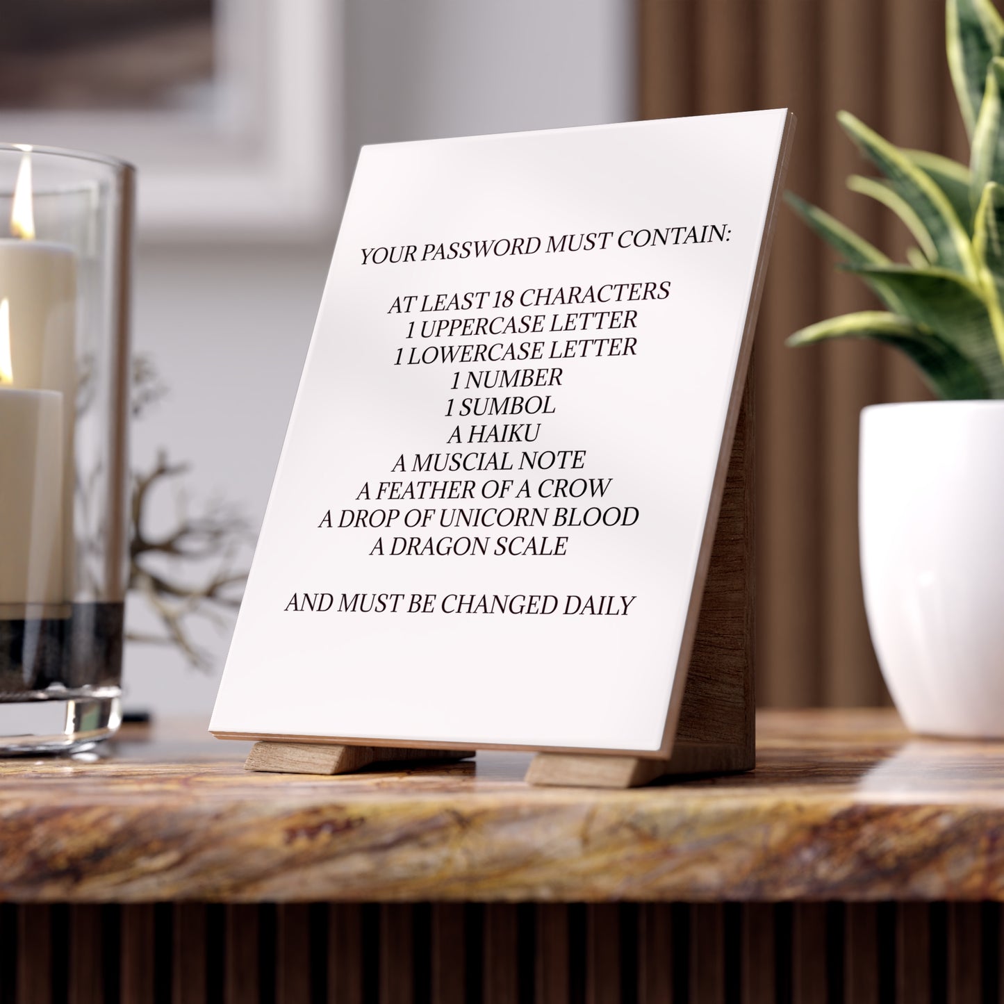 Password Ceramic Photo Tile