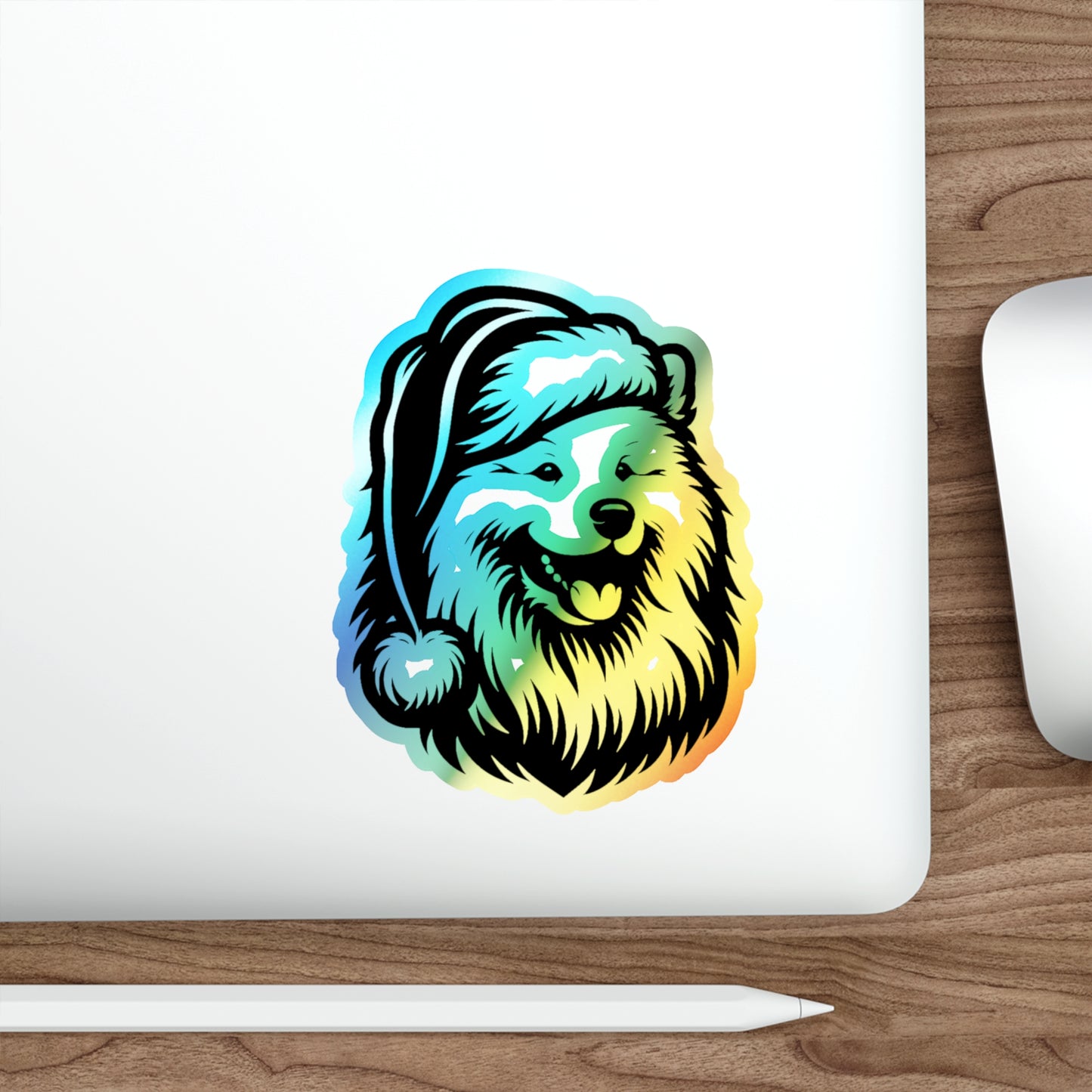 Santa Paws Samoyed Holographic Sticker