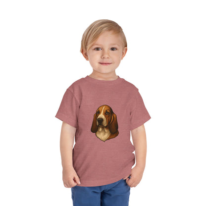 Basset Hound Head Toddler Unisex Short Sleeve Crewneck Tee