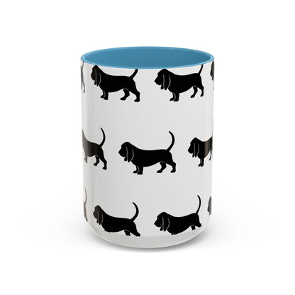 Basset Hound Silhouette 2-Tone Coffee Mug
