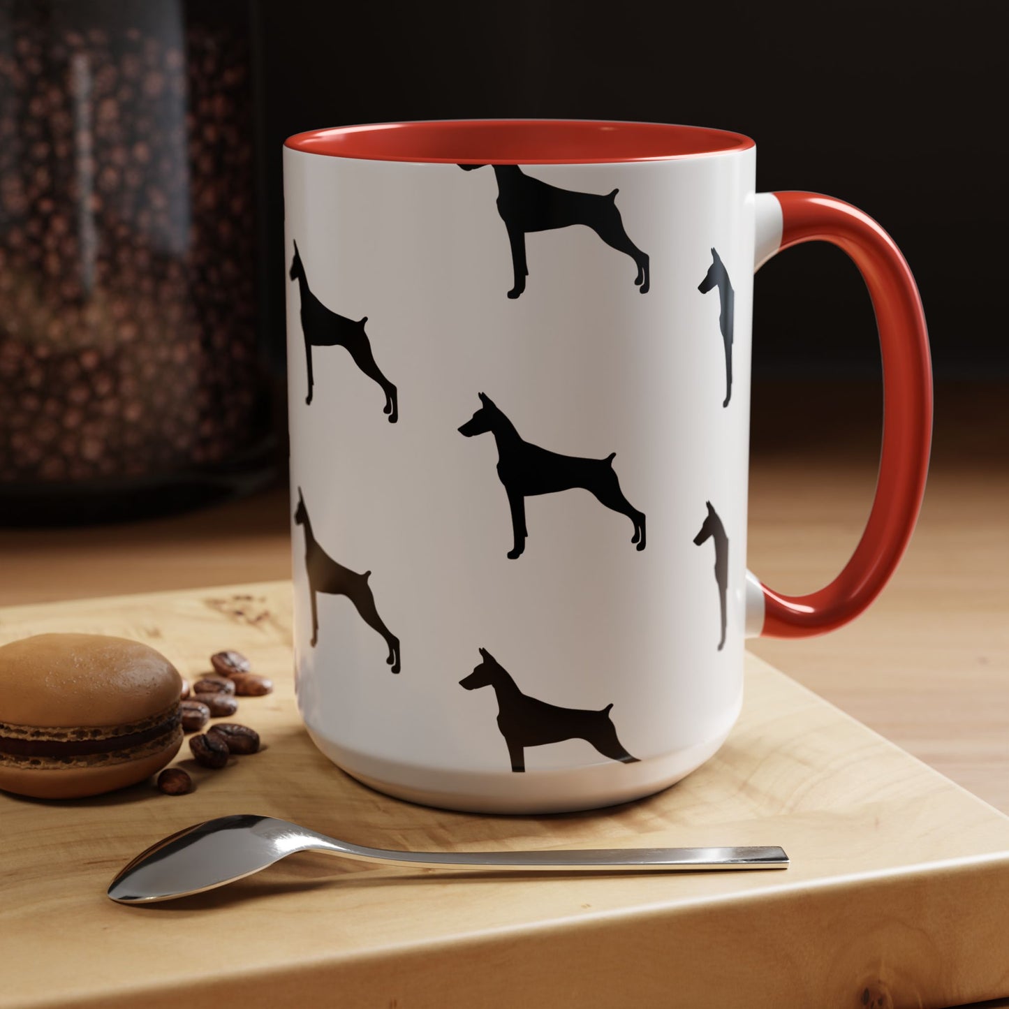 Doberman Silhouette 2-Tone Coffee Mug