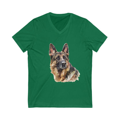 German Shepherd Head Unisex Short Sleeve V-Neck Tee
