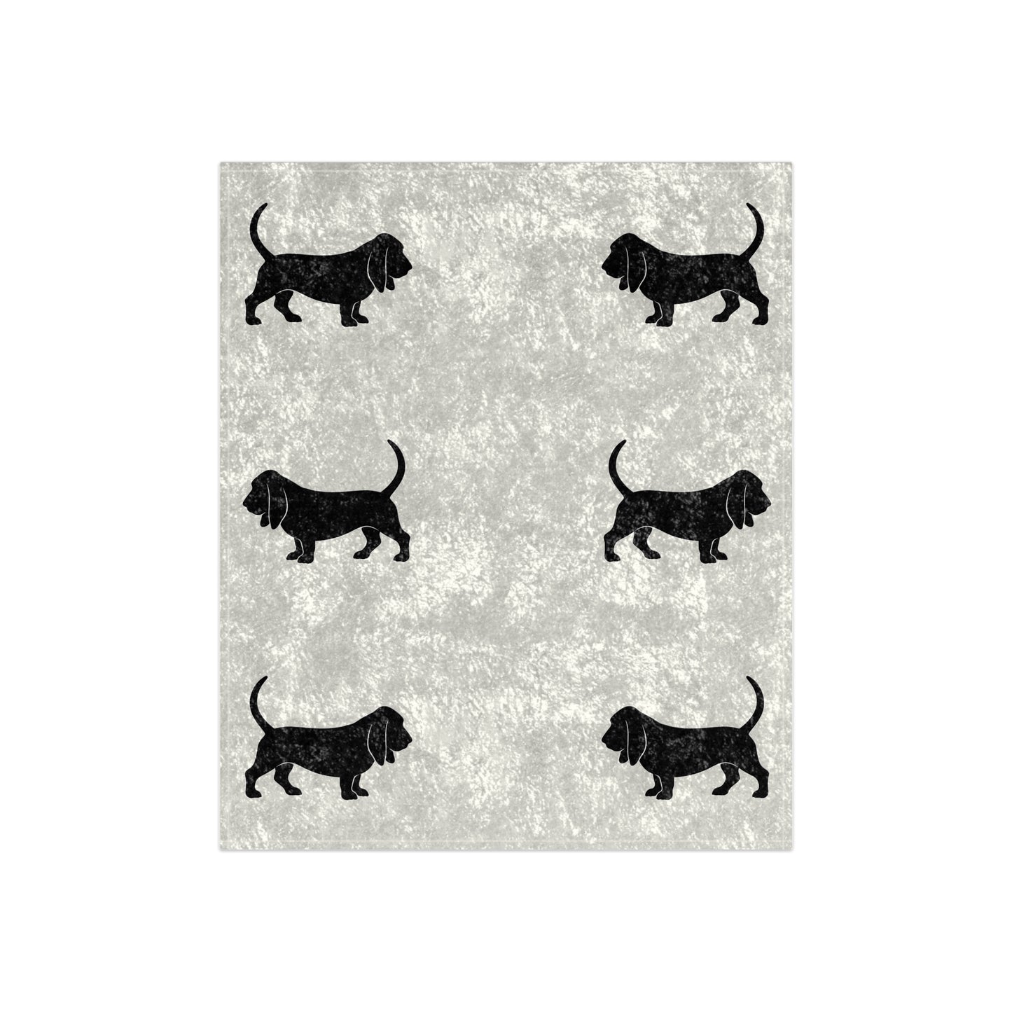 Basset Hound Silhouette Crushed Velvet Blanket