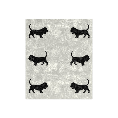 Basset Hound Silhouette Crushed Velvet Blanket