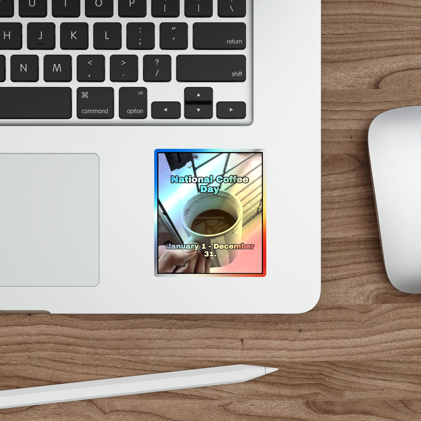 National Coffee Day Holographic Sticker