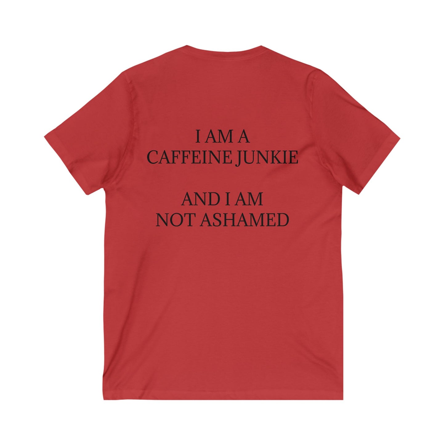 Caffeine Junkie Unisex Short Sleeve V-Neck Tee