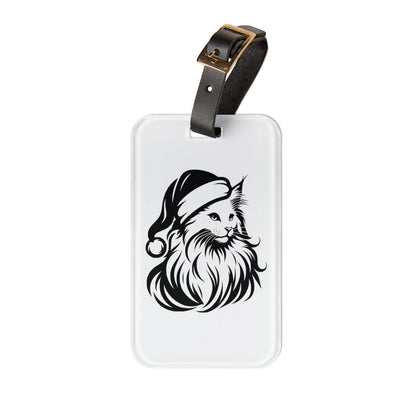 Santa Paws Cat Leather Strap Luggage Tag