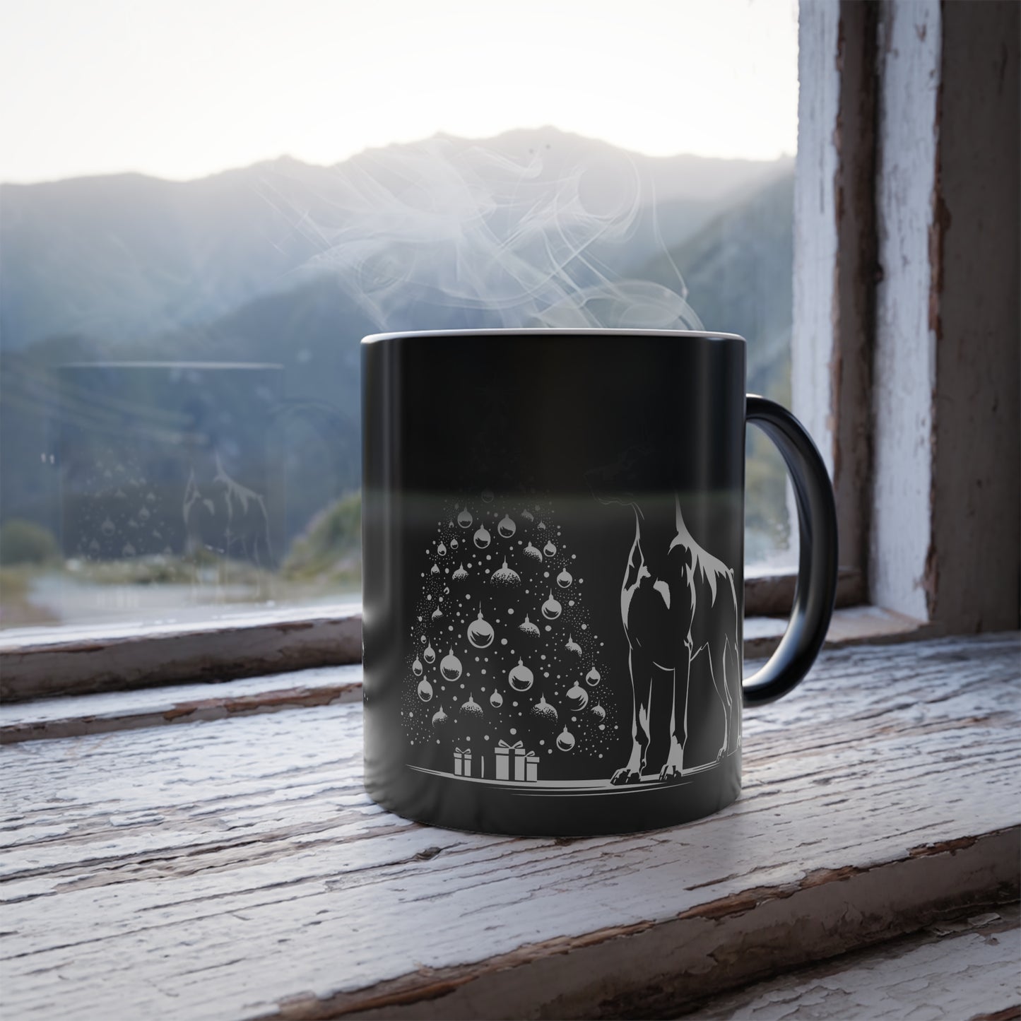 Doberman Christmas Tree Color Changing Mug