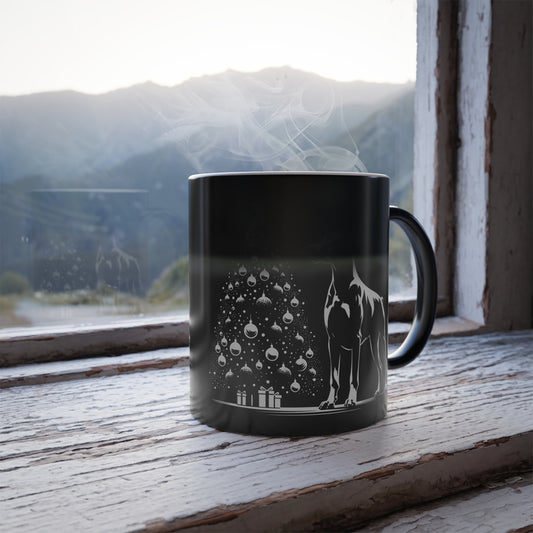 Doberman Christmas Tree Color Changing Mug