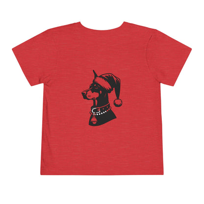 Santa Paws Doberman Toddler Unisex Short Sleeve Crewneck Tee
