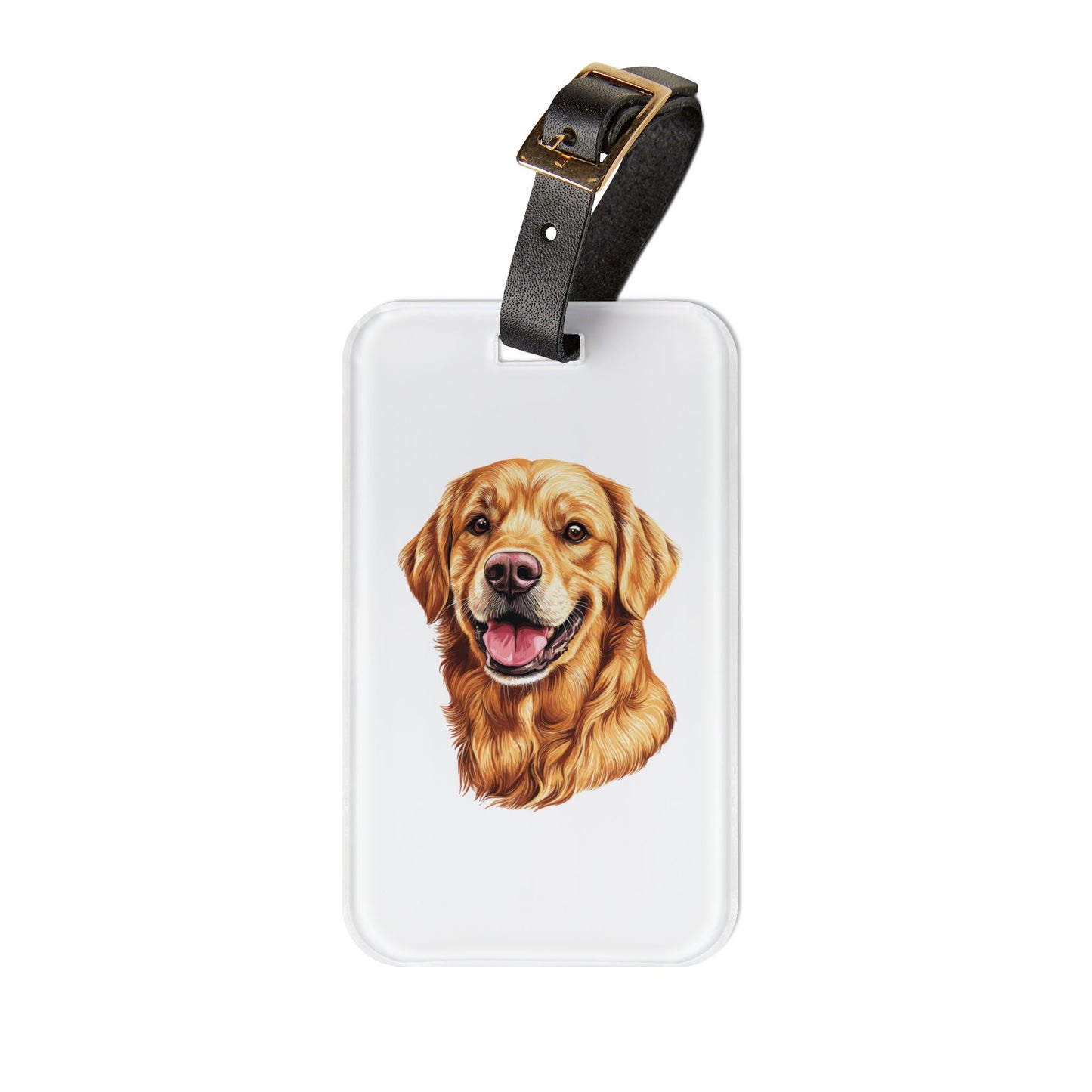 Golden Head Leather Strap Luggage Tag