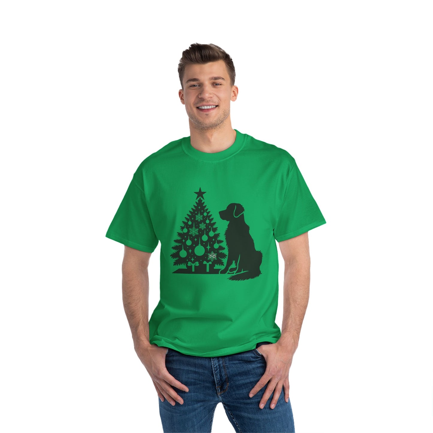 Golden Christmas Tree Men's Short-Sleeve Crewneck Tee