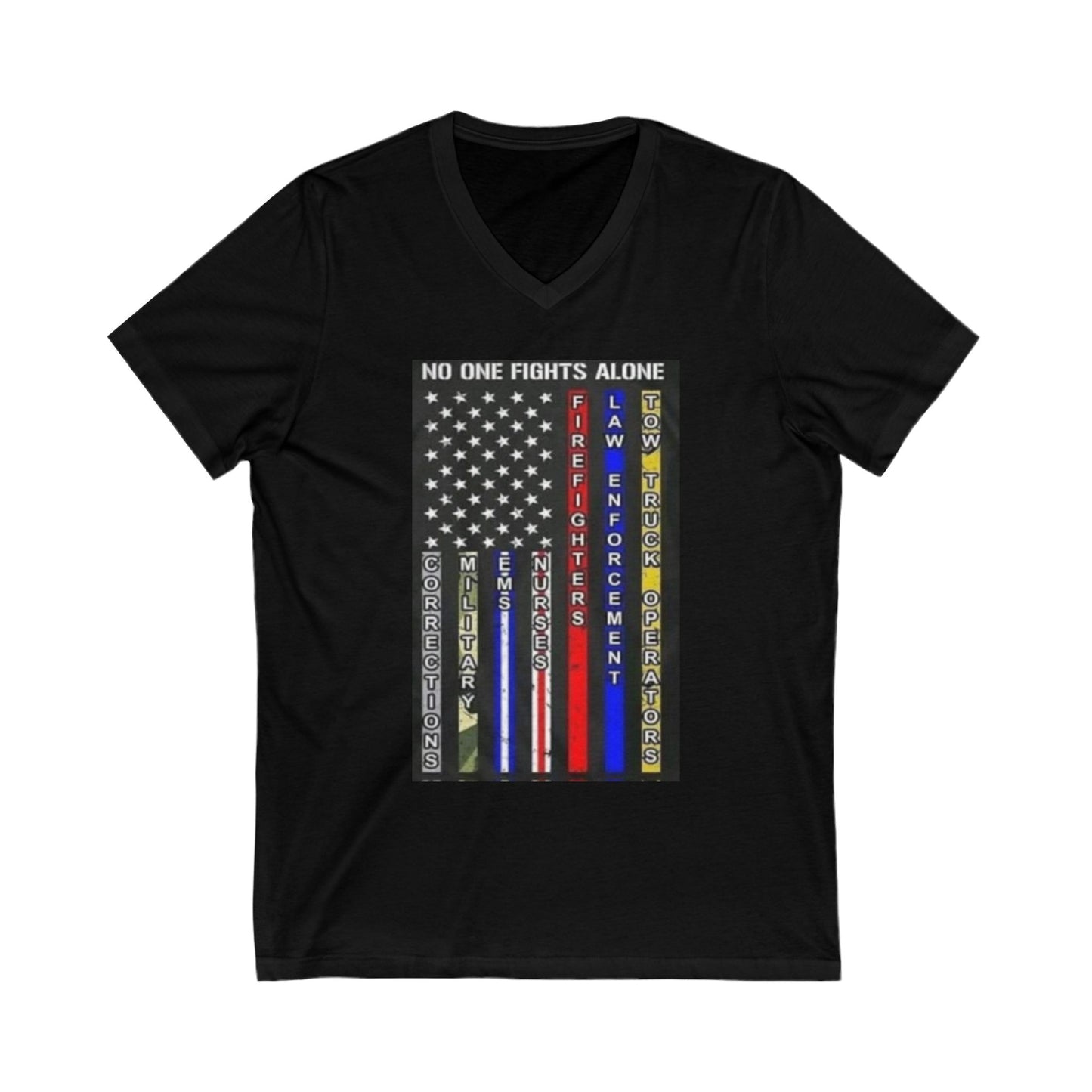No One Fights Alone Unisex Short Sleeve V-Neck Tee